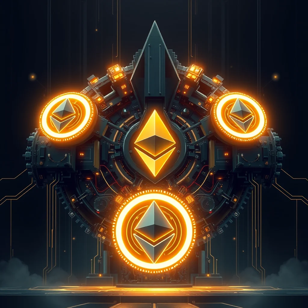 Cyfrowy schemat Ethereum z neonowym blaskiem.